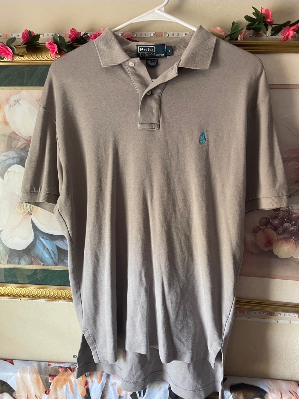 Polo by Ralph Lauren Taupe Polo Shirt with Teal Pony